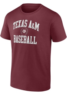 Texas A&amp;M Aggies Maroon Sport Arch Champ Baseball Short Sleeve T Shirt