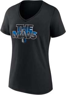 Dallas Mavericks Womens Black Announcement Short Sleeve T-Shirt