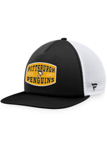 Pittsburgh Penguins Black 2T Patch Foam Trucker Mens Snapback Hat