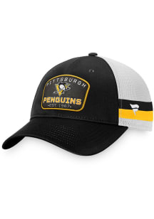 Pittsburgh Penguins 2T Side Stripe Patch Trucker Adjustable Hat - Black