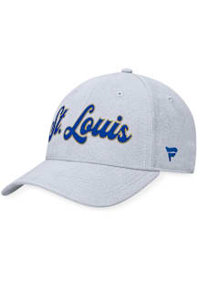St Louis Blues Heritage Script Structured Adjustable Hat - Grey
