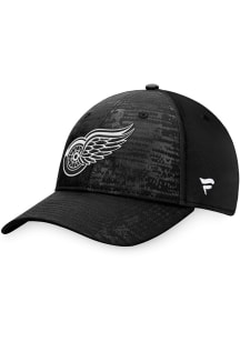 Detroit Red Wings Mens Black Heathered Tonal Structured Stretch Flex Hat