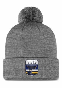 St Louis Blues Grey 2023 Authentic Pro Home Ice Cuff Pom Mens Knit Hat