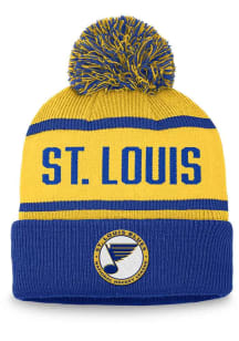 St Louis Blues Blue Heritage 2T Cuff Pom Mens Knit Hat