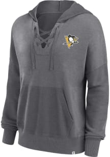 Pittsburgh Penguins Womens Grey Heritage Hooded Sweatshirt