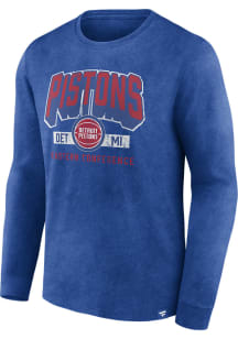 Detroit Pistons Blue Washed Long Sleeve Fashion T Shirt
