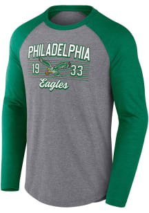 Philadelphia Eagles Grey Weekend Casual Raglan Long Sleeve Fashion T Shirt