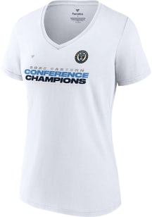 Philadelphia Union Womens White 2022 Conference Champs Locker Room Short Sleeve T-Shirt