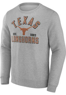 Texas Longhorns Mens Grey Number 1 Long Sleeve Crew Sweatshirt