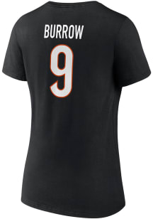 Joe Burrow Cincinnati Bengals Womens Black Iconic Player T-Shirt