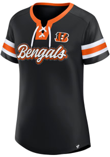 Cincinnati Bengals Womens Iconic Bling Sunday Best Fashion Football Jersey - Black
