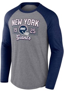 New York Giants Grey Tri-Blend Long Sleeve Fashion T Shirt