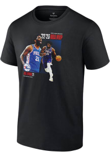 Joel Embiid Philadelphia 76ers Black NBA MVP Short Sleeve Player T Shirt