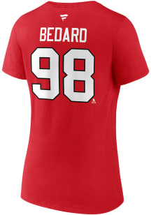Connor Bedard Chicago Blackhawks Womens Red Iconic Player T-Shirt