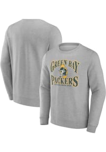 Green Bay Packers Mens Grey True Classics Long Sleeve Crew Sweatshirt
