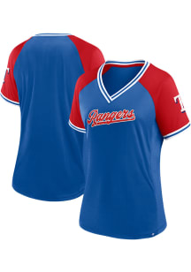 Texas Rangers Womens Glitz and Glame Fashion Baseball Jersey - Blue