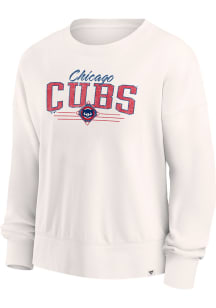 Chicago Cubs Womens White Close the Game Crew Sweatshirt