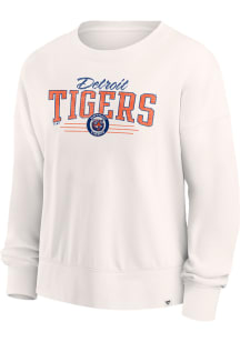 Detroit Tigers Womens White Close the Game Crew Sweatshirt