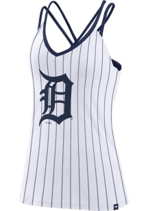 Detroit Tigers Womens White Strappy Fundamentals Tank Top