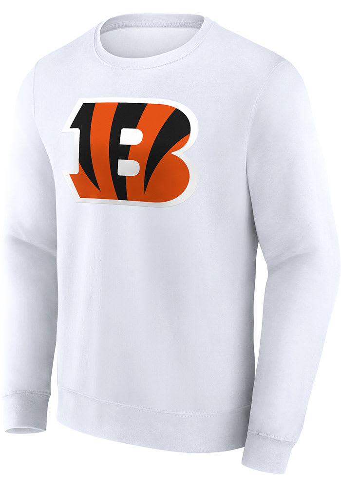 Cincinnati Bengals Mens WHITE Primary Logo Crew Sweatshirt - 172802096