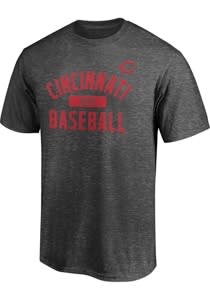 Cincinnati Reds CHARCOAL Iconic Cotton Primary Short Sleeve T Shirt