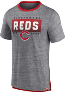 Cincinnati Reds Grey Iconic Speckled Ringer Short Sleeve Fashion T Shirt