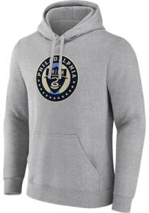 Philadelphia Union Mens Grey Primary Logo Long Sleeve Hoodie