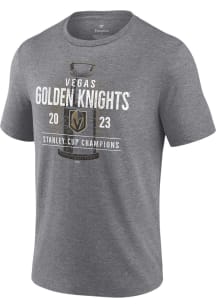 Vegas Golden Knights Grey 2023 Stanley Cup Champions Shootout Short Sleeve Fashion T Shirt