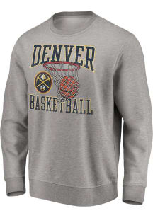 Denver Nuggets Mens Grey True Classics Long Sleeve Crew Sweatshirt