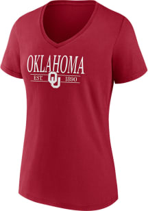 Oklahoma Sooners Womens Crimson Essential Stack Short Sleeve T-Shirt