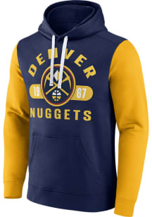 Denver Nuggets Mens Navy Blue Cotton Pullover Long Sleeve Hoodie