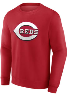 Cincinnati Reds Mens Red Logo Long Sleeve Crew Sweatshirt