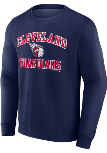 Cleveland Guardians Mens Navy Blue Heart And Soul Long Sleeve Crew Sweatshirt