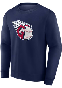 Cleveland Guardians Mens Navy Blue Logo Long Sleeve Crew Sweatshirt
