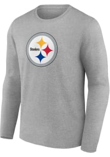 Pittsburgh Steelers Grey Primary Logo Long Sleeve T Shirt