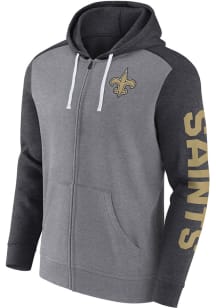 New Orleans Saints Mens Grey Down And Distance Long Sleeve Full Zip Jacket