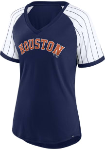 Houston Astros Womens Navy Blue Pinstripe Short Sleeve T-Shirt