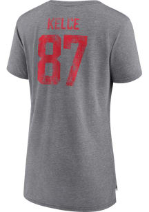 Travis Kelce Kansas City Chiefs Womens Grey Heritage Player T-Shirt