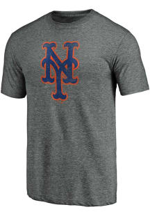 New York Mets Grey Official Logo Short Sleeve Fashion T Shirt