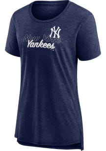 New York Yankees Womens Navy Blue Drop Back Short Sleeve T-Shirt