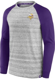 Minnesota Vikings Grey Iconic Streaky Raglan Long Sleeve Fashion T Shirt