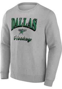 Dallas Stars Mens Grey Cotton Fleece Long Sleeve Crew Sweatshirt