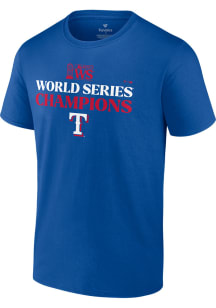 Texas Rangers Blue 2023 WS Champions Trophy Case Addition Short Sleeve T Shirt