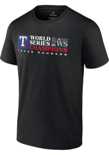 Texas Rangers Black 2023 WS Champions Milestone Schedule Short Sleeve T Shirt