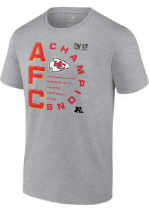 Kansas City Chiefs Grey 2023 AFC Conference Champions Right Side Draw Short Sleeve T Shirt