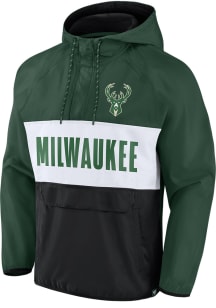 Milwaukee Bucks Mens Green Iconic Defender Pullover Jackets