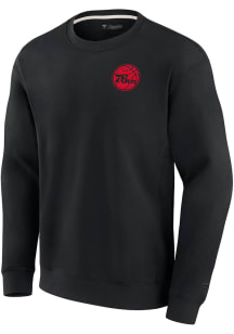 Philadelphia 76ers Mens Black Signature Fleece Long Sleeve Crew Sweatshirt