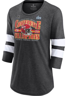 Kansas City Chiefs Womens Charcoal 2022 Conference Champs Banner Worthy LS Tee