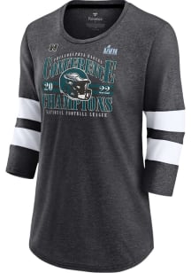 Philadelphia Eagles Womens Charcoal 2022 Conference Champs Banner Worthy LS Tee