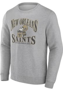 New Orleans Saints Mens Grey True Classic Playability Long Sleeve Crew Sweatshirt